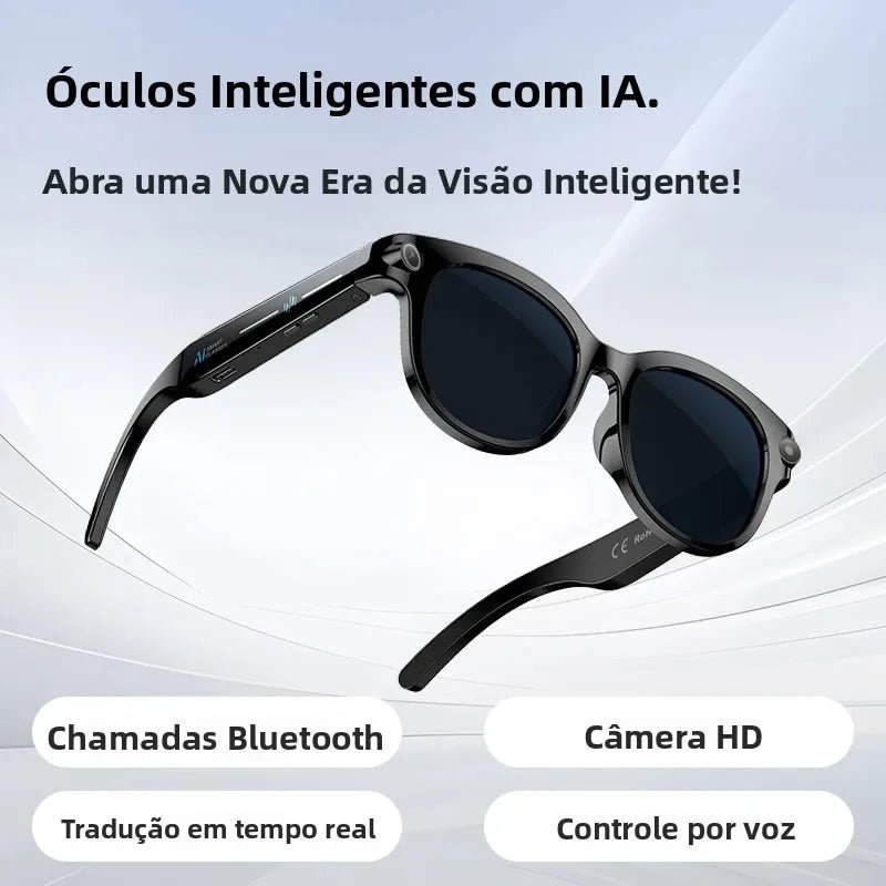 Óculos Inteligentes 800W com Câmera, Tradução por IA e Bluetooth - MJ Comercial