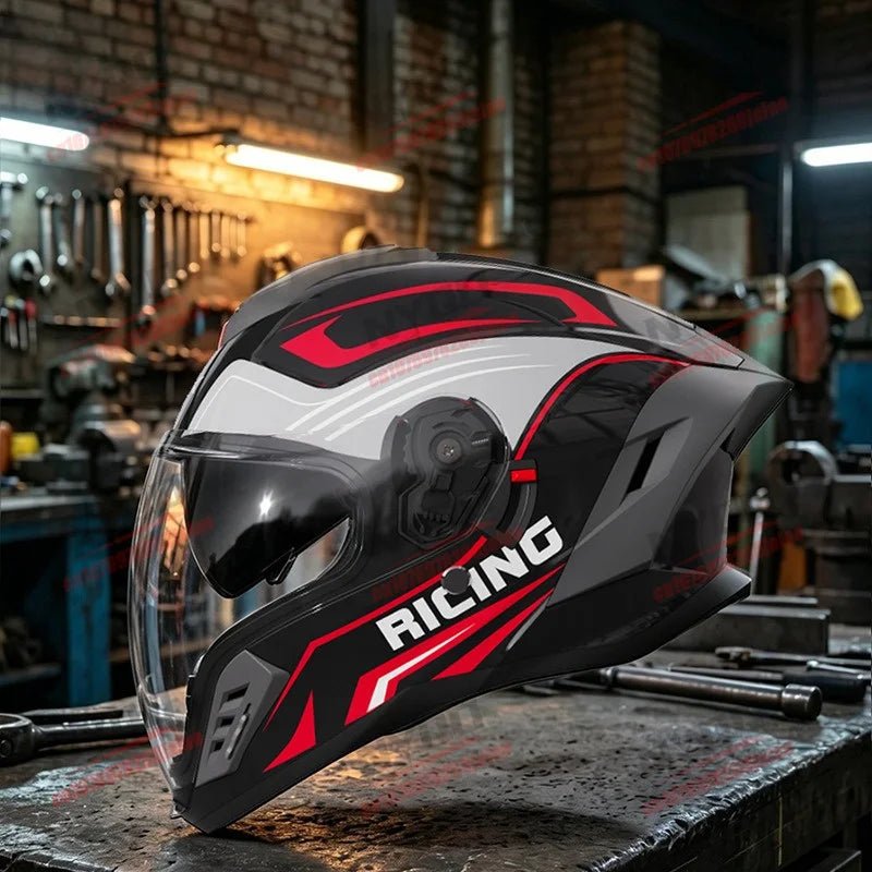 Capacete Moto Dupla Lente Face Exposta – Masculino e Feminino, 4 Estações com Asa Traseira - MJ Comercial